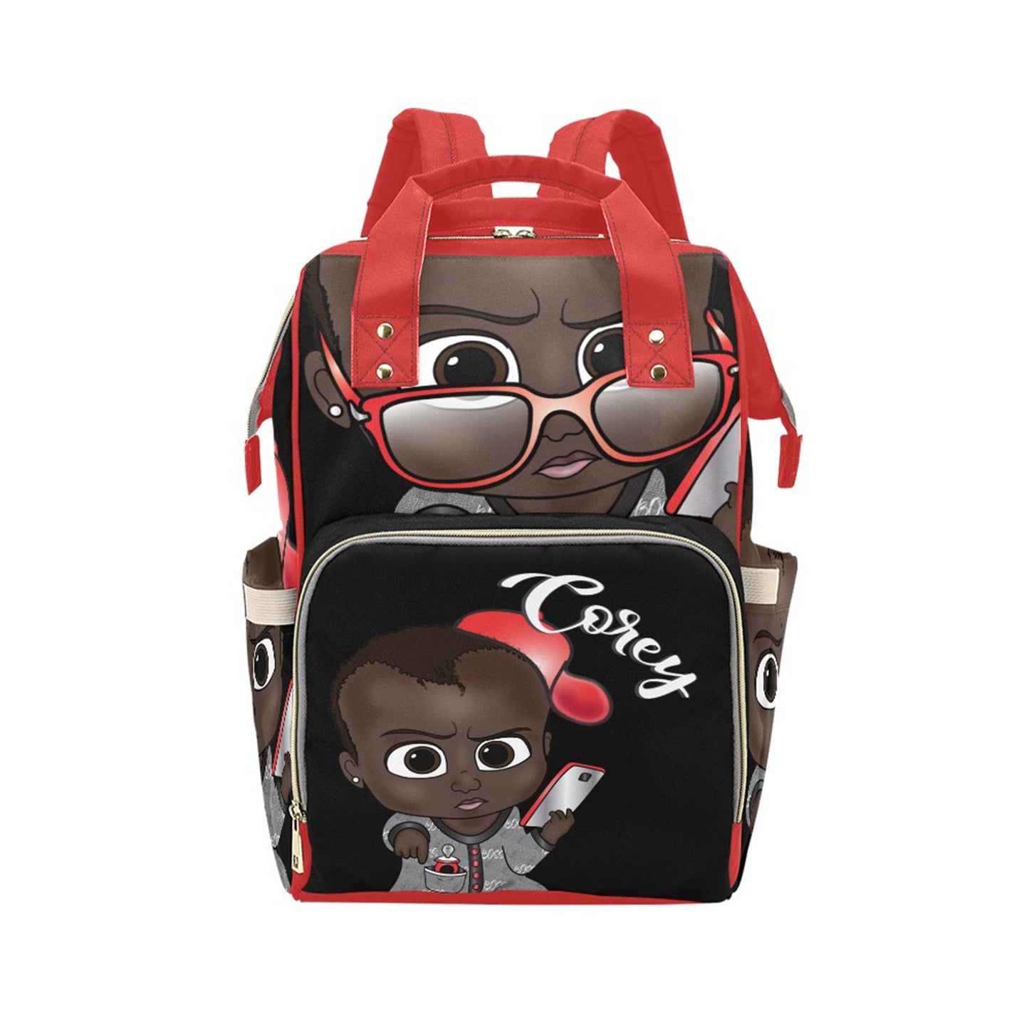 Personalized Baby Bag/ Diaper Bag/ African American Baby Boy Backpack/ Clothing Bottles Bag/ Baby Shower Gift