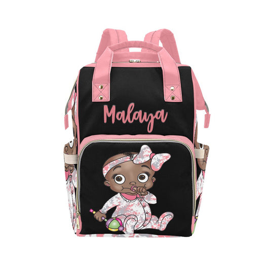 Personalized Baby Bag/ Diaper Bag/ African American Baby Girl Backpack/ Clothing Bottles Bag/ Baby Shower Gift