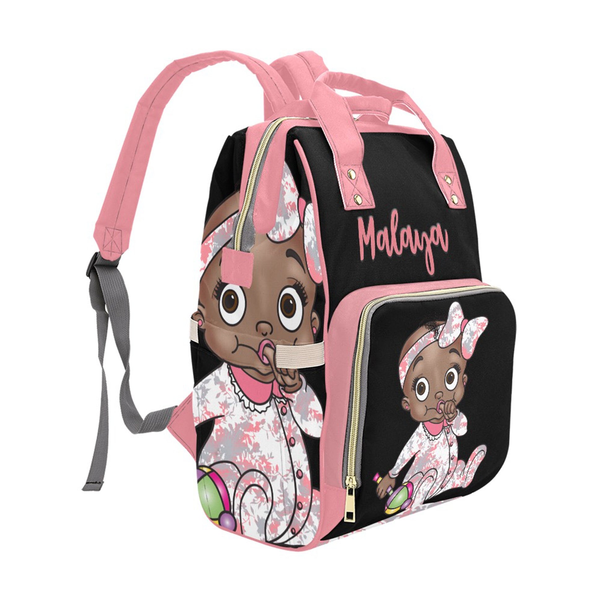 Personalized Baby Bag/ Diaper Bag/ African American Baby Girl Backpack/ Clothing Bottles Bag/ Baby Shower Gift