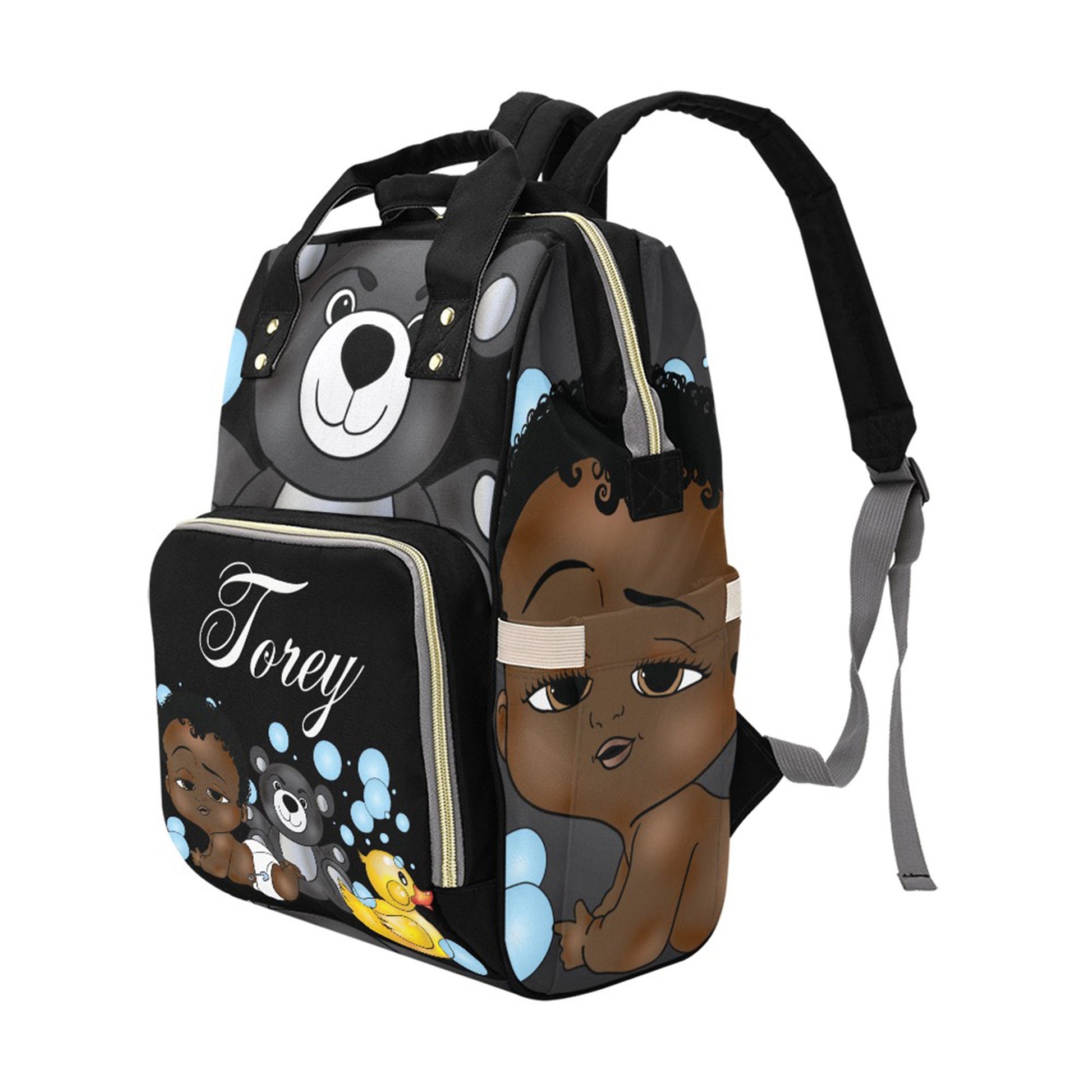 Personalized Baby Bag/ Diaper Bag/ African American Baby Boy Backpack/ Clothing Bottles Bag/ Baby Shower Gift
