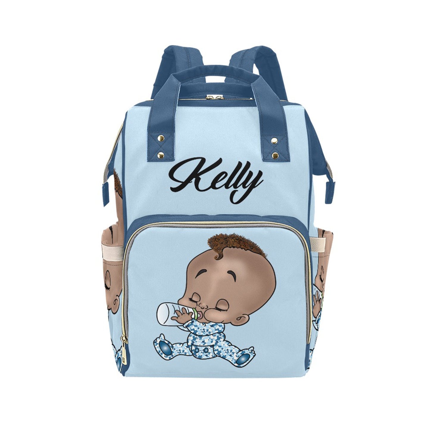 Personalized Baby Bag/ Diaper Bag/ African American Baby Boy Backpack/ Clothing Bottles Bag/ Baby Shower Gift