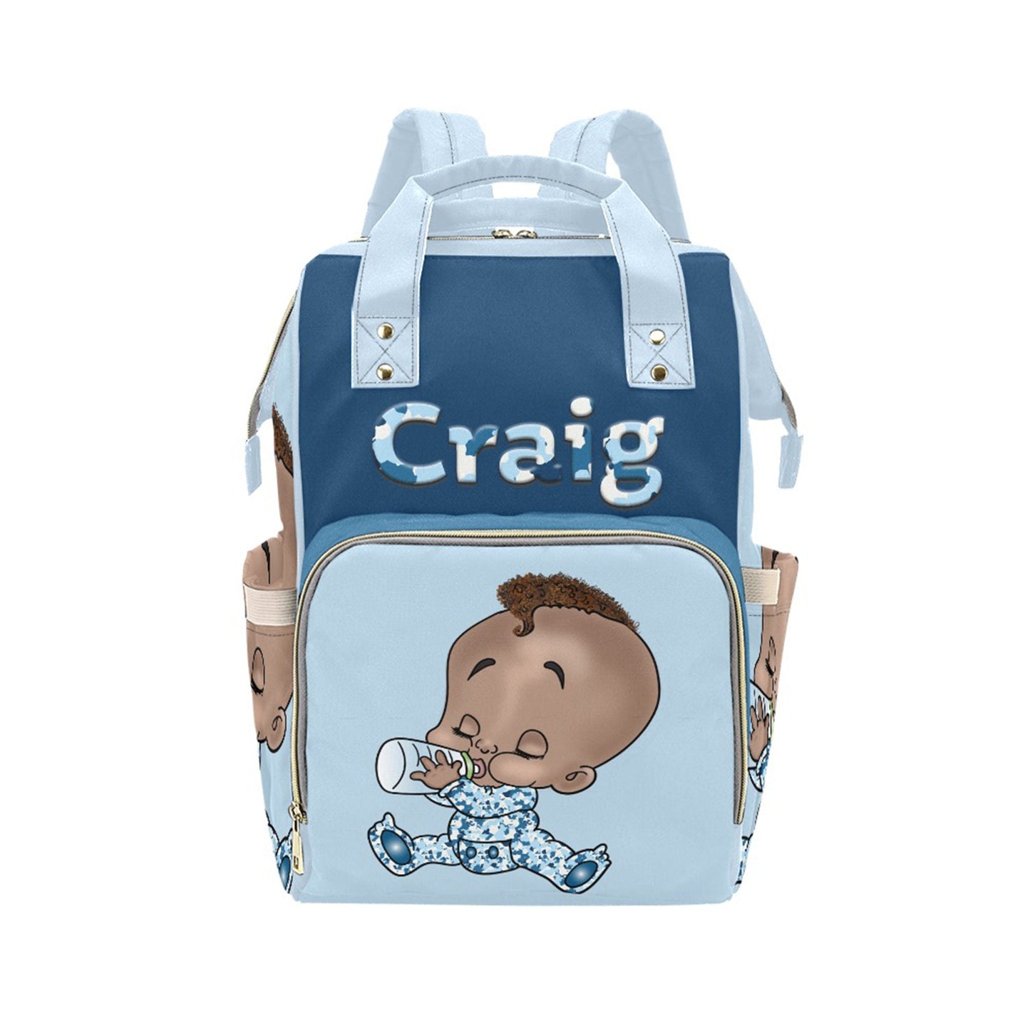 Personalized Baby Bag/ Diaper Bag/ African American Baby Boy Backpack/ Clothing Bottles Bag/ Baby Shower Gift