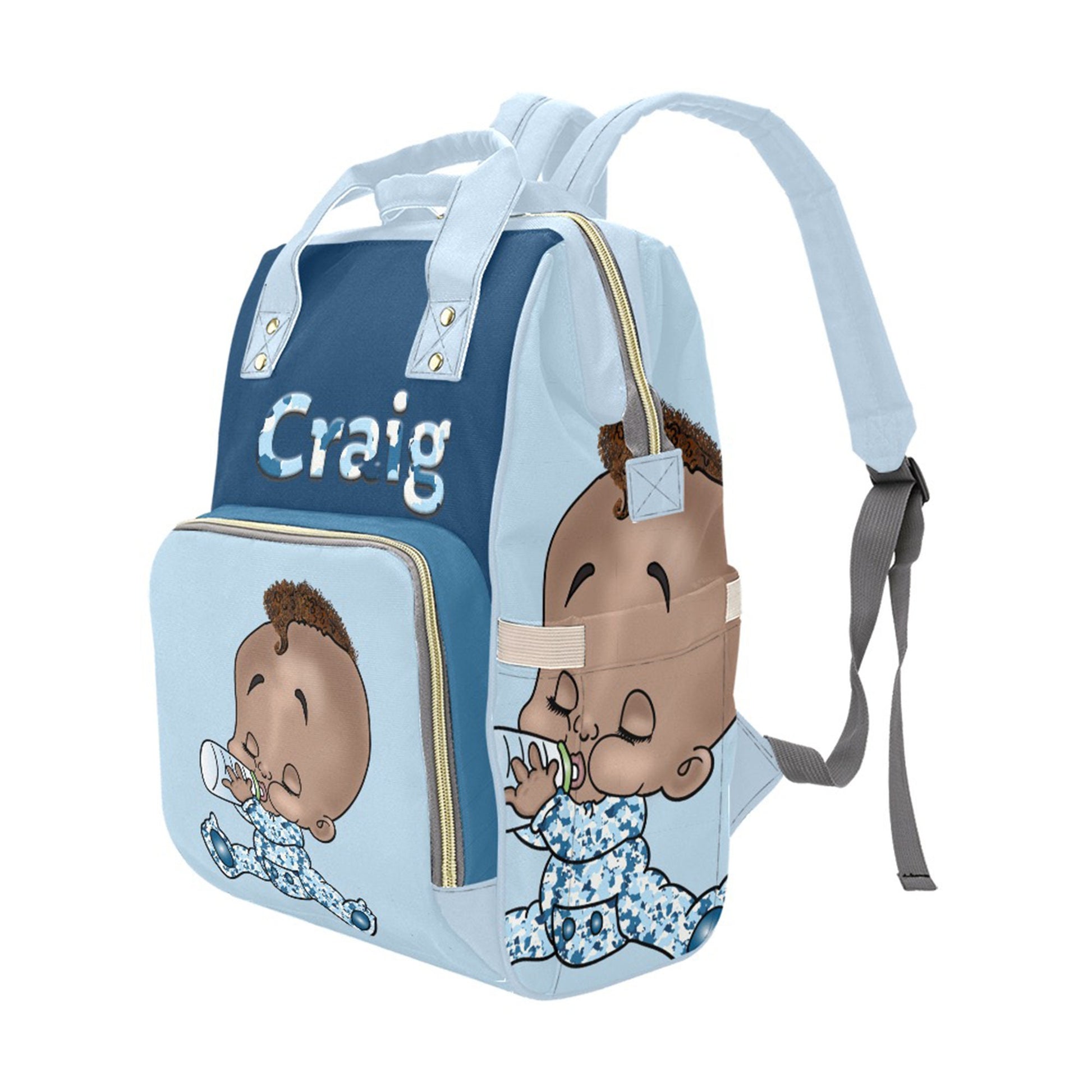 Personalized Baby Bag/ Diaper Bag/ African American Baby Boy Backpack/ Clothing Bottles Bag/ Baby Shower Gift
