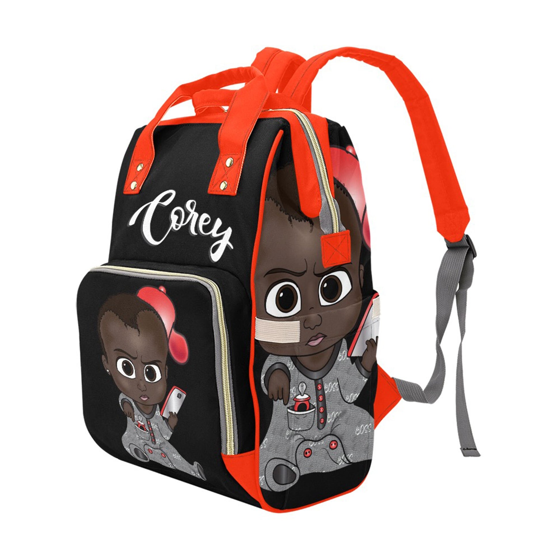 Personalized Baby Bag/ Diaper Bag/ African American Baby Boy Backpack/ Clothing Bottles Bag/ Baby Shower Gift