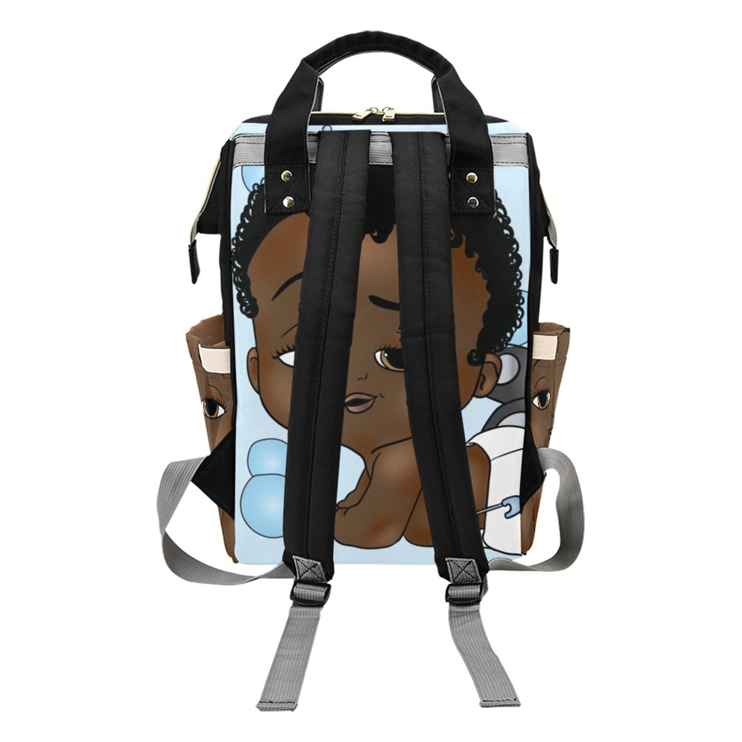 Afro Personalized Baby Bag/ Diaper Bag/ African American Baby Boy Backpack/ Clothing Bottles Bag/ Baby Shower Gift