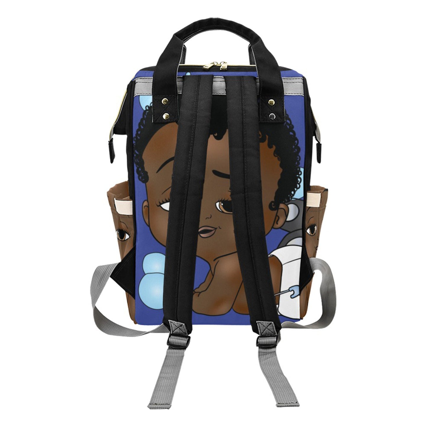 Afro Personalized Baby Bag/ Diaper Bag/ African American Baby Boy Backpack/ Clothing Bottles Bag/ Baby Shower Gift