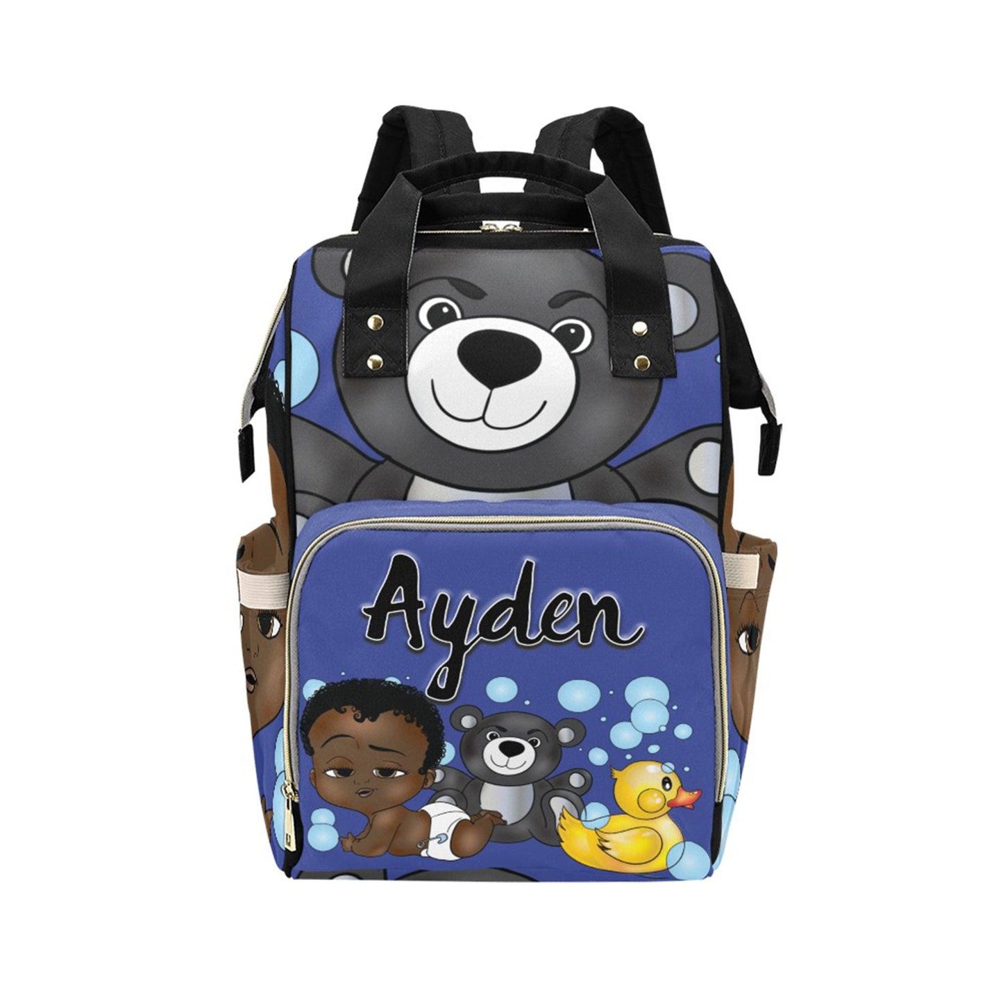 Afro Personalized Baby Bag/ Diaper Bag/ African American Baby Boy Backpack/ Clothing Bottles Bag/ Baby Shower Gift
