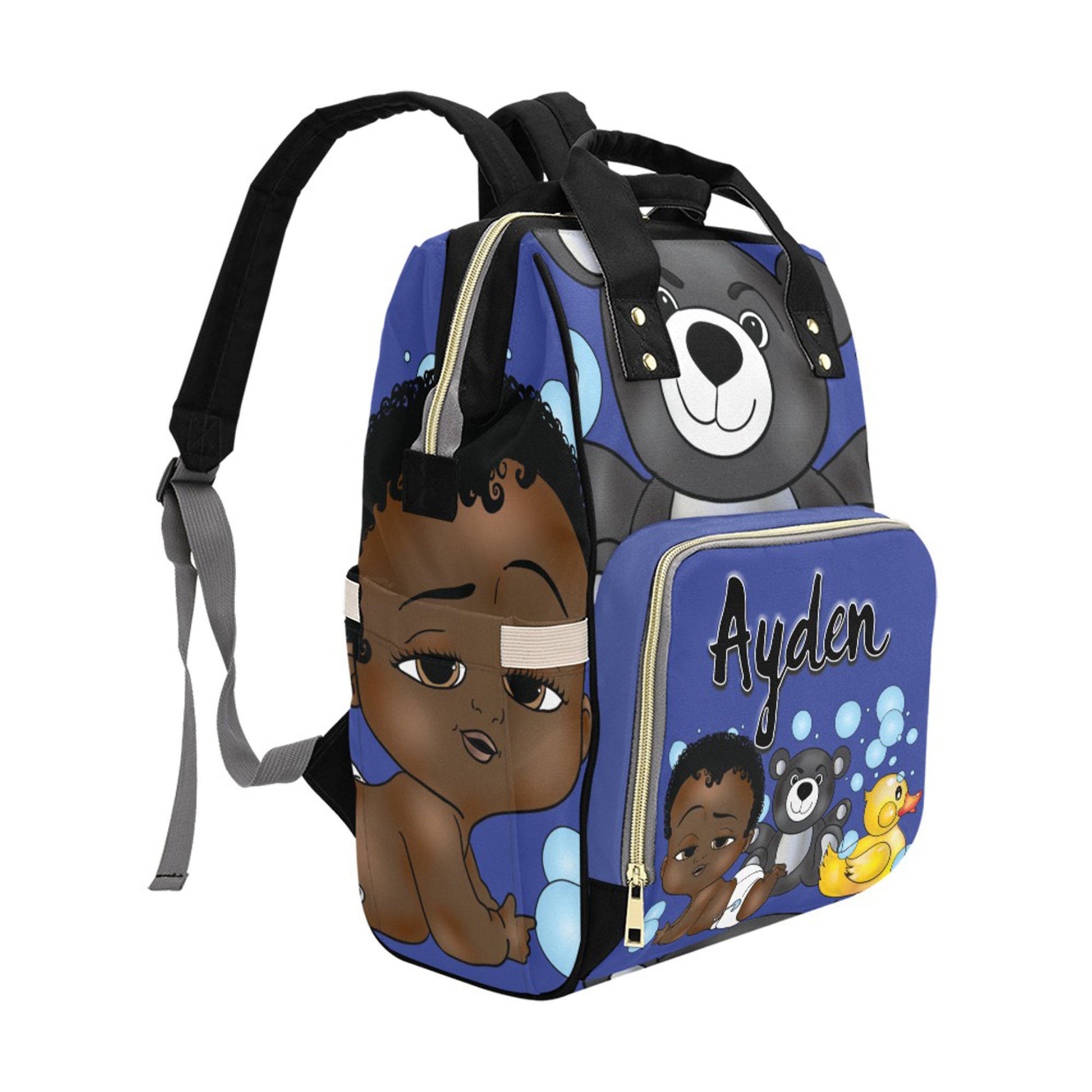 Afro Personalized Baby Bag/ Diaper Bag/ African American Baby Boy Backpack/ Clothing Bottles Bag/ Baby Shower Gift