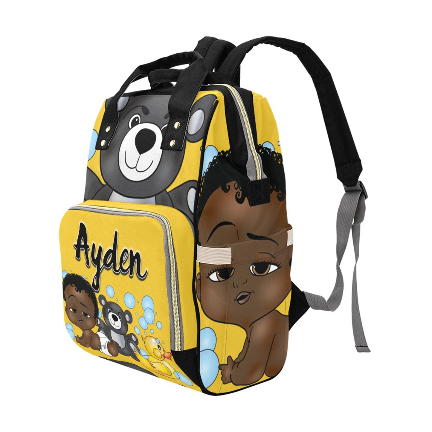 Afro Personalized Baby Bag/ Diaper Bag/ African American Baby Boy Backpack/ Clothing Bottles Bag/ Baby Shower Gift