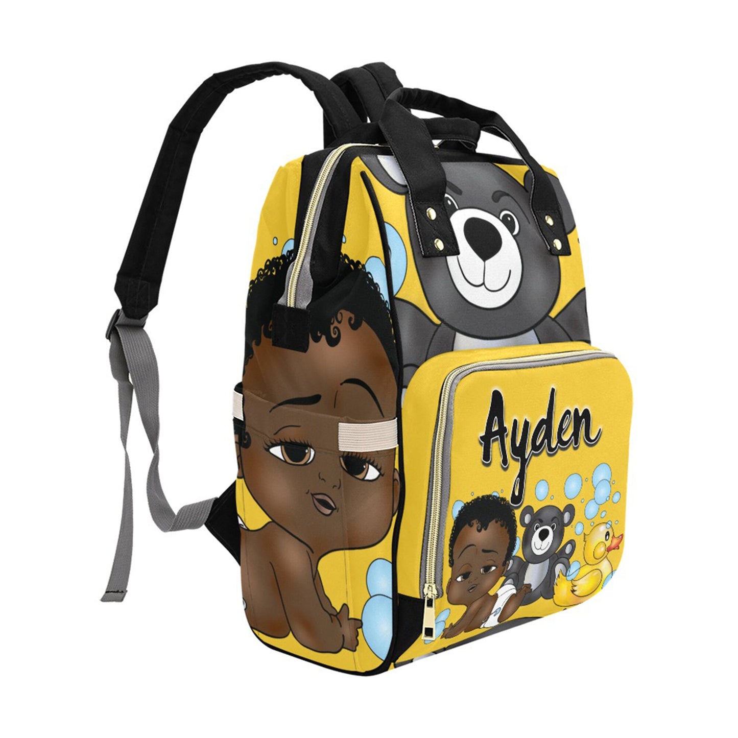 Afro Personalized Baby Bag/ Diaper Bag/ African American Baby Boy Backpack/ Clothing Bottles Bag/ Baby Shower Gift