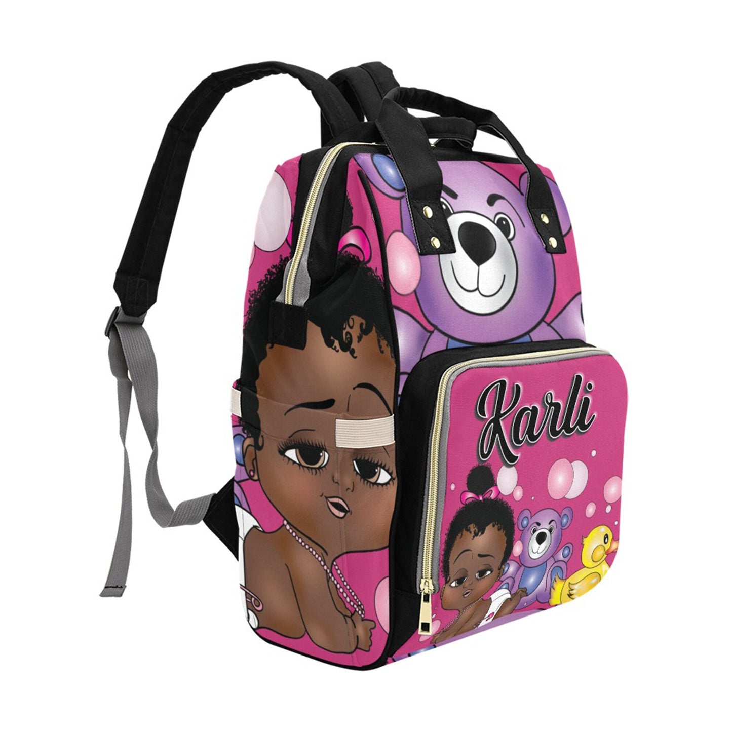 Afro Personalized Baby Bag/ Diaper Bag/ African American Baby Girl Backpack/ Clothing Bottles Bag/ Baby Shower Gift