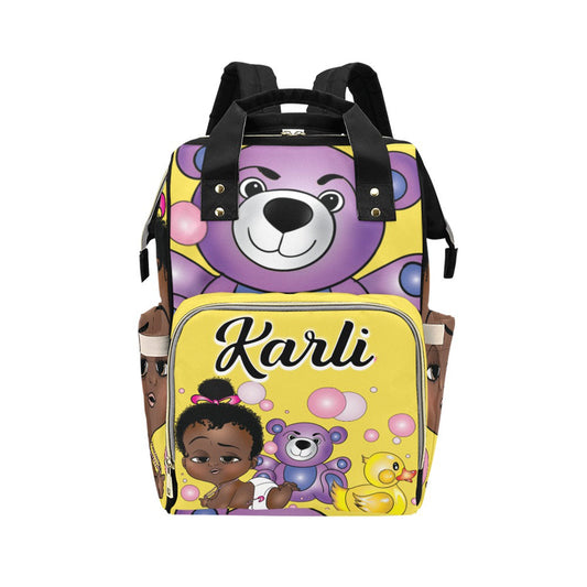 Afro Personalized Baby Bag/ Diaper Bag/ African American Baby Girl Backpack/ Clothing Bottles Bag/ Baby Shower Gift
