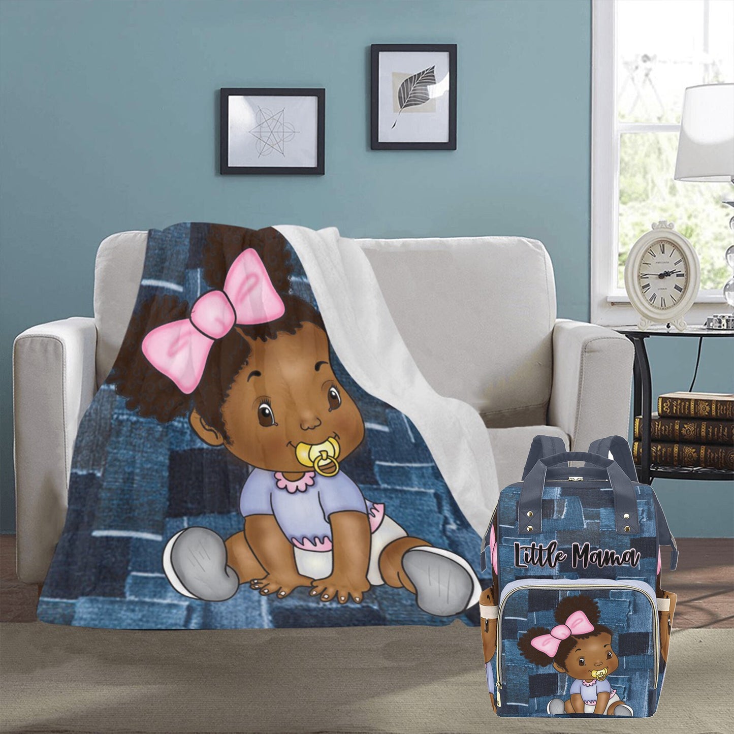 Personalized Baby Girl Blanket/ fleece Blanket/ Custom Name Blanket/ Newborn Baby Girl/ Baby Shower Gift/ African American Baby Girl