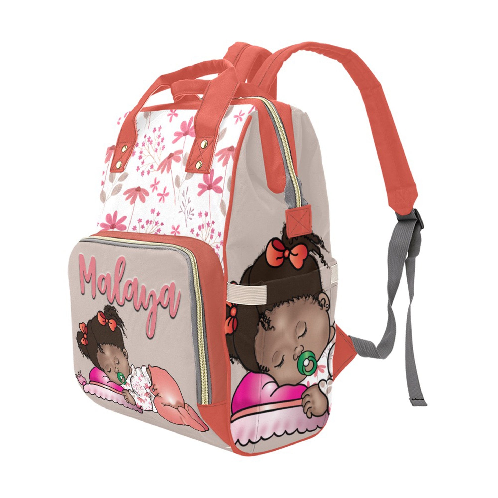 Personalized Baby Bag/ Diaper Bag/ African American Baby Girl Backpack/ Clothing Bottles Bag/ Baby Shower Gift