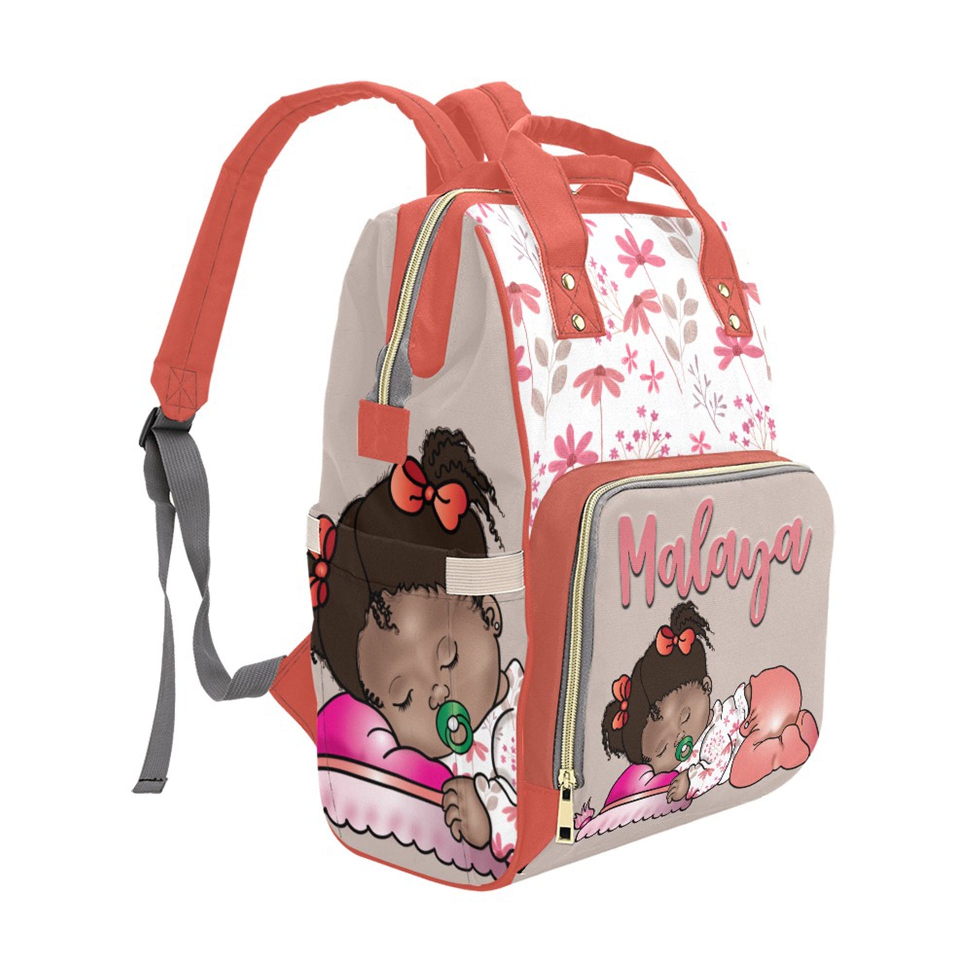Personalized Baby Bag/ Diaper Bag/ African American Baby Girl Backpack/ Clothing Bottles Bag/ Baby Shower Gift
