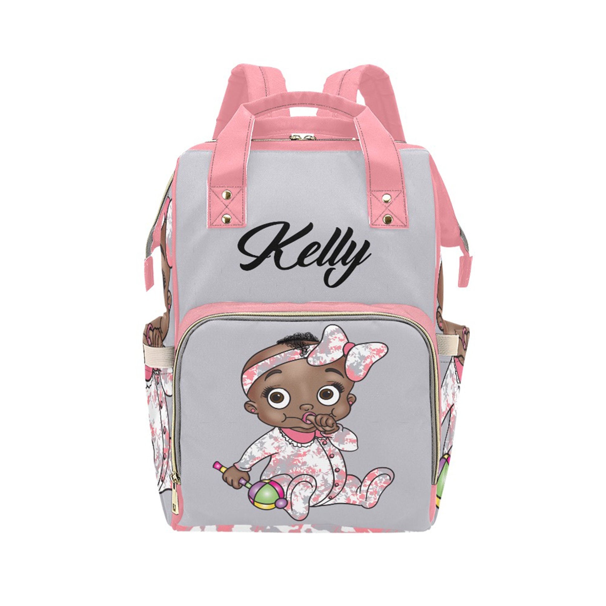 Personalized Baby Bag/ Diaper Bag/ African American Baby Girl Backpack/ Clothing Bottles Bag/ Baby Shower Gift