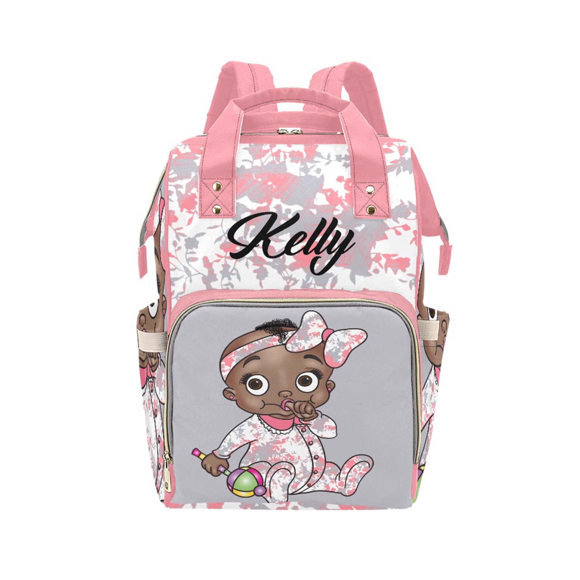 Personalized Baby Bag/ Diaper Bag/ African American Baby Girl Backpack/ Clothing Bottles Bag/ Baby Shower Gift