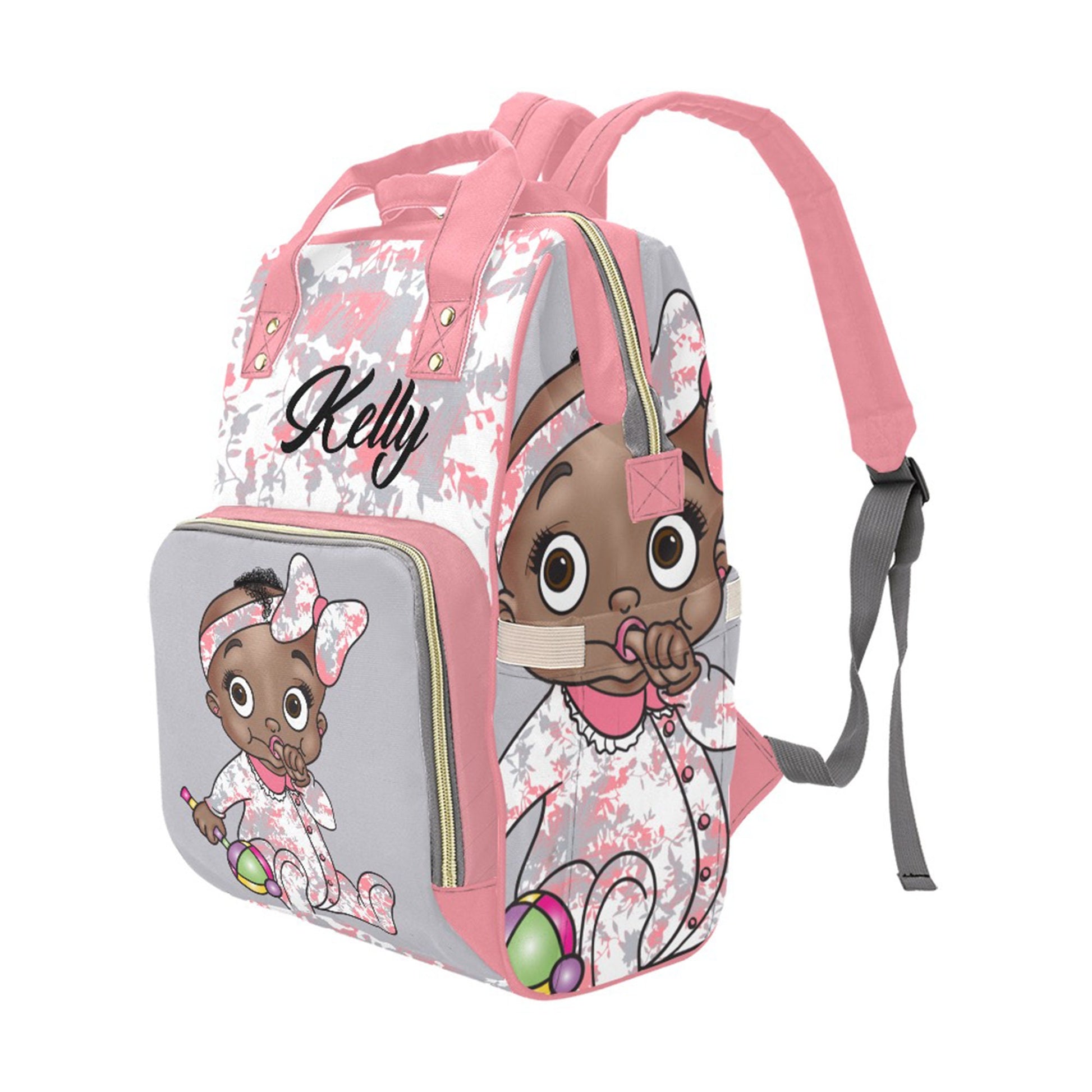 Personalized Baby Bag/ Diaper Bag/ African American Baby Girl Backpack/ Clothing Bottles Bag/ Baby Shower Gift