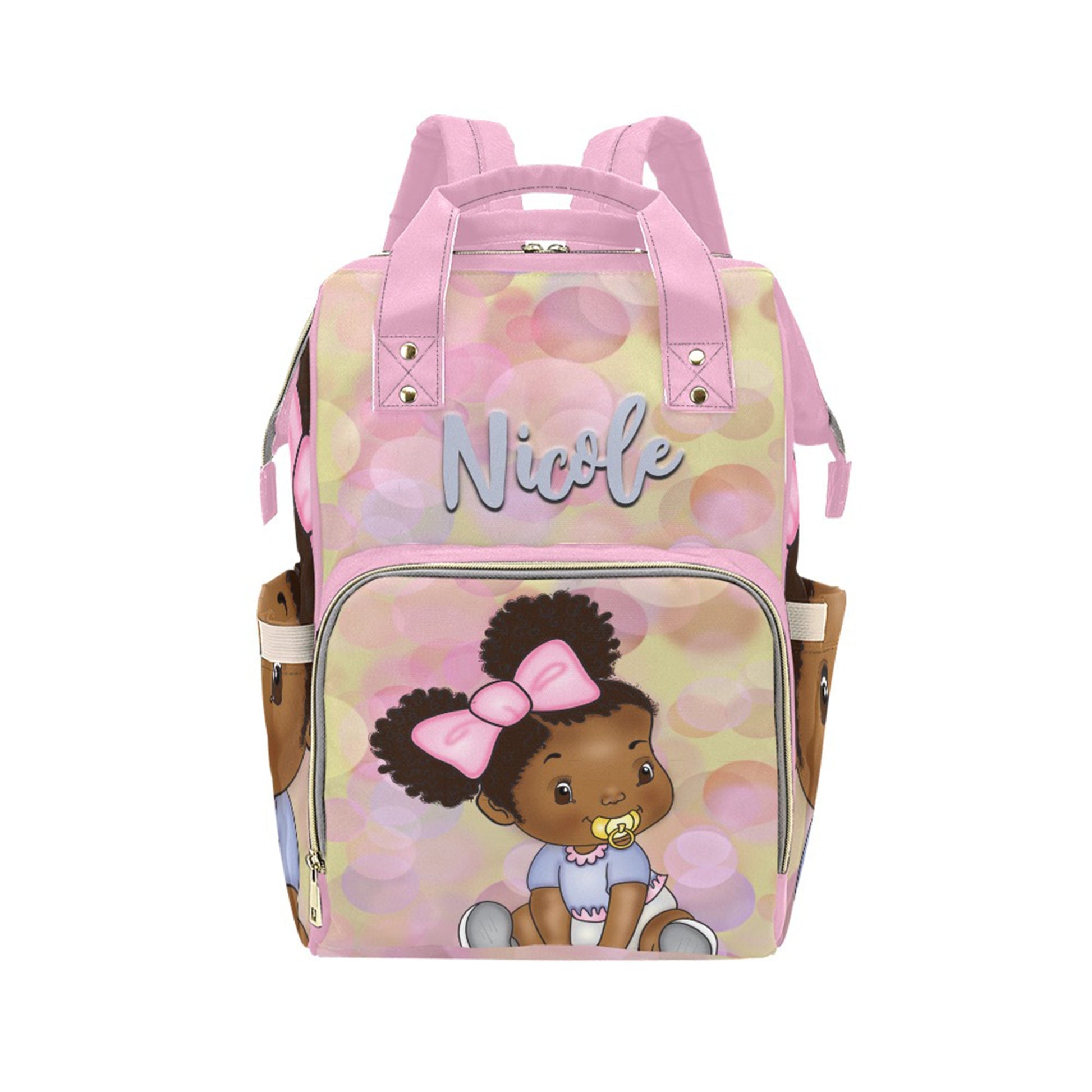 Afro Personalized Baby Bag/ Diaper Bag/ African American Baby Girl Backpack/ Clothing Bottles Bag/ Baby Shower Gift