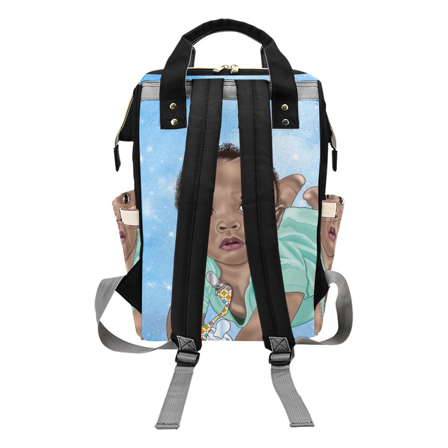 Personalized Baby Bag/ Diaper Bag/ African American Baby Boy Backpack/ Clothing Bottles Bag/ Baby Shower Gift