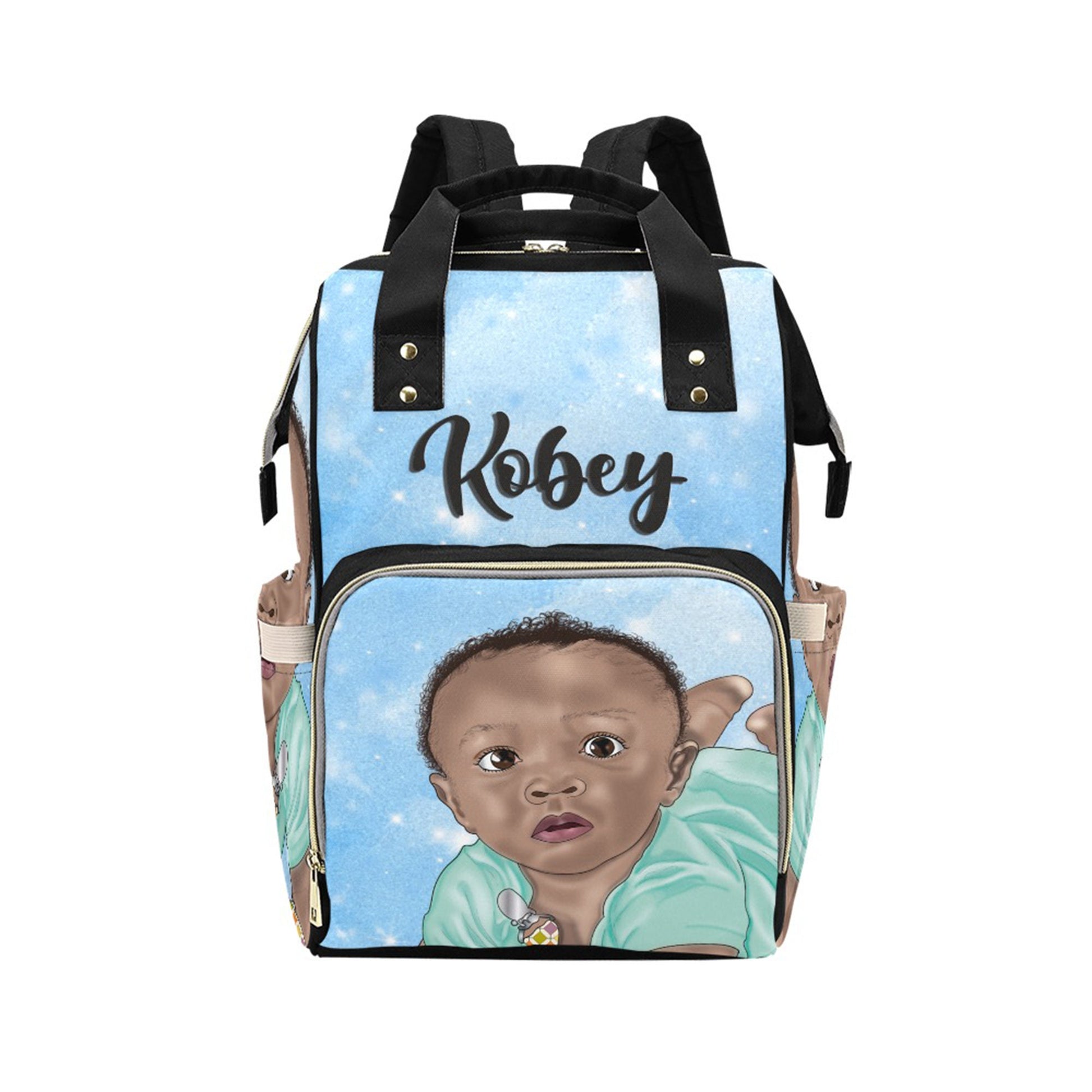 Personalized Baby Bag/ Diaper Bag/ African American Baby Boy Backpack/ Clothing Bottles Bag/ Baby Shower Gift