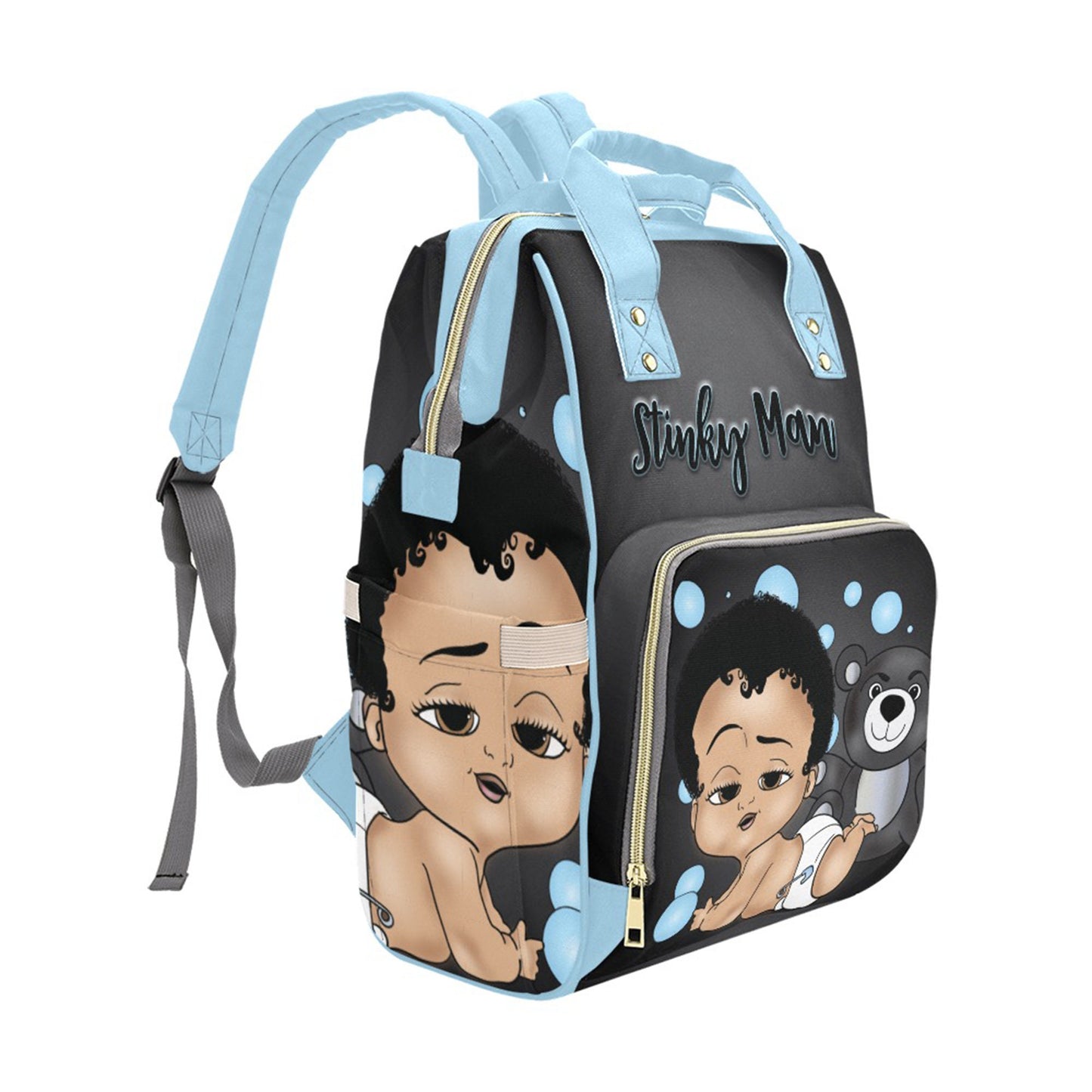 Afro Personalized Baby Bag/ Diaper Bag/ African American Baby Boy Backpack/ Clothing Bottles Bag/ Baby Shower Gift