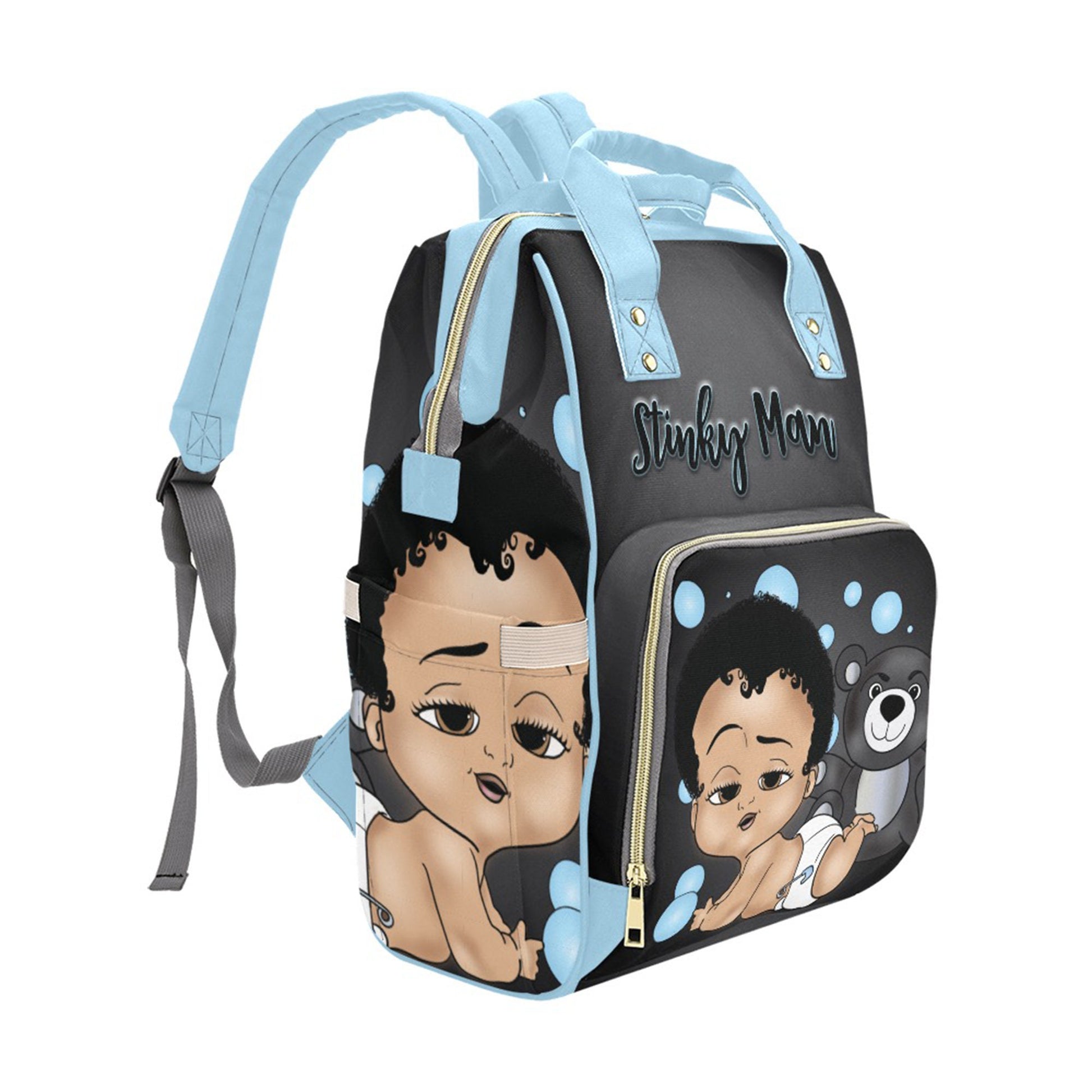 Afro Personalized Baby Bag/ Diaper Bag/ African American Baby Boy Backpack/ Clothing Bottles Bag/ Baby Shower Gift