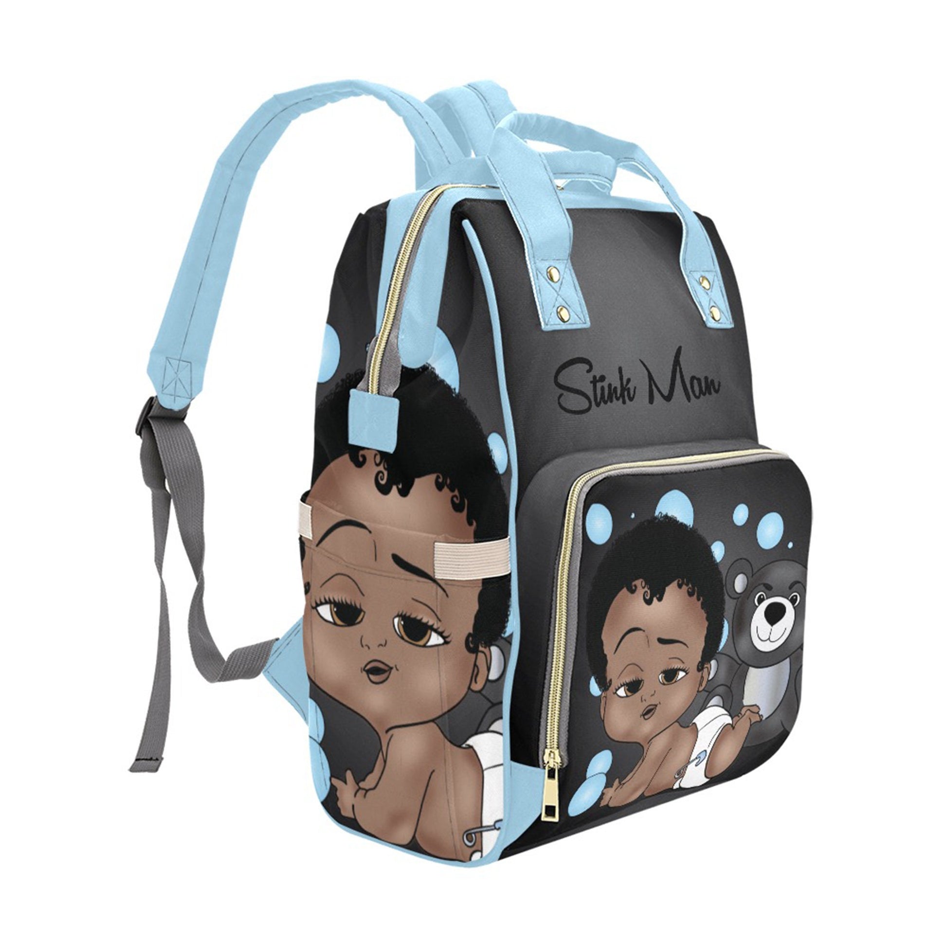 Afro Personalized Baby Bag/ Diaper Bag/ African American Baby Boy Backpack/ Clothing Bottles Bag/ Baby Shower Gift