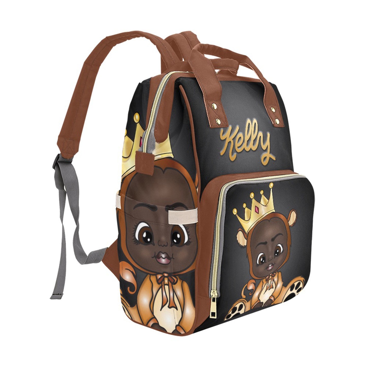 Personalized Baby Bag/ Diaper Bag/ African American Unisex Backpack/ Clothing Bottles Bag/ Baby Shower Gift