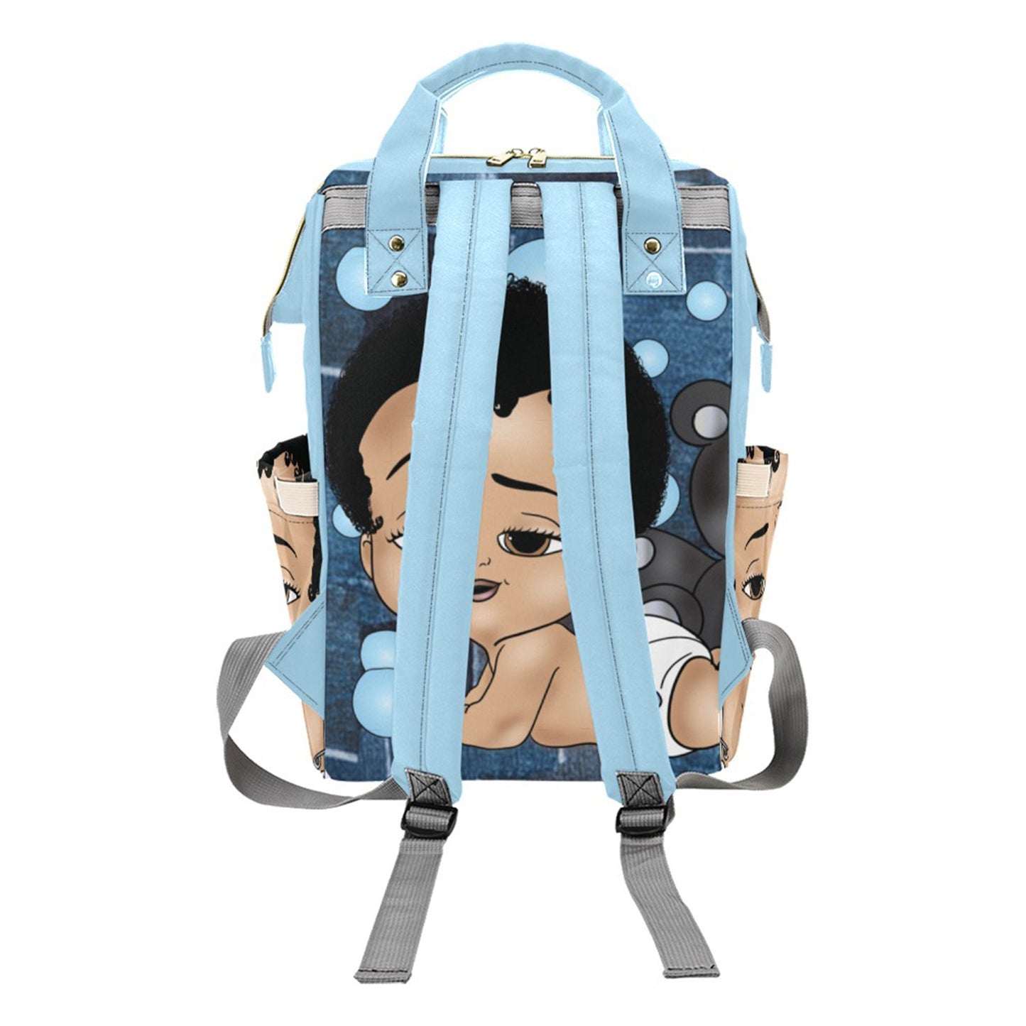 Afro Personalized Baby Bag/ Diaper Bag/ African American Baby Boy Backpack/ Clothing Bottles Bag/ Baby Shower Gift