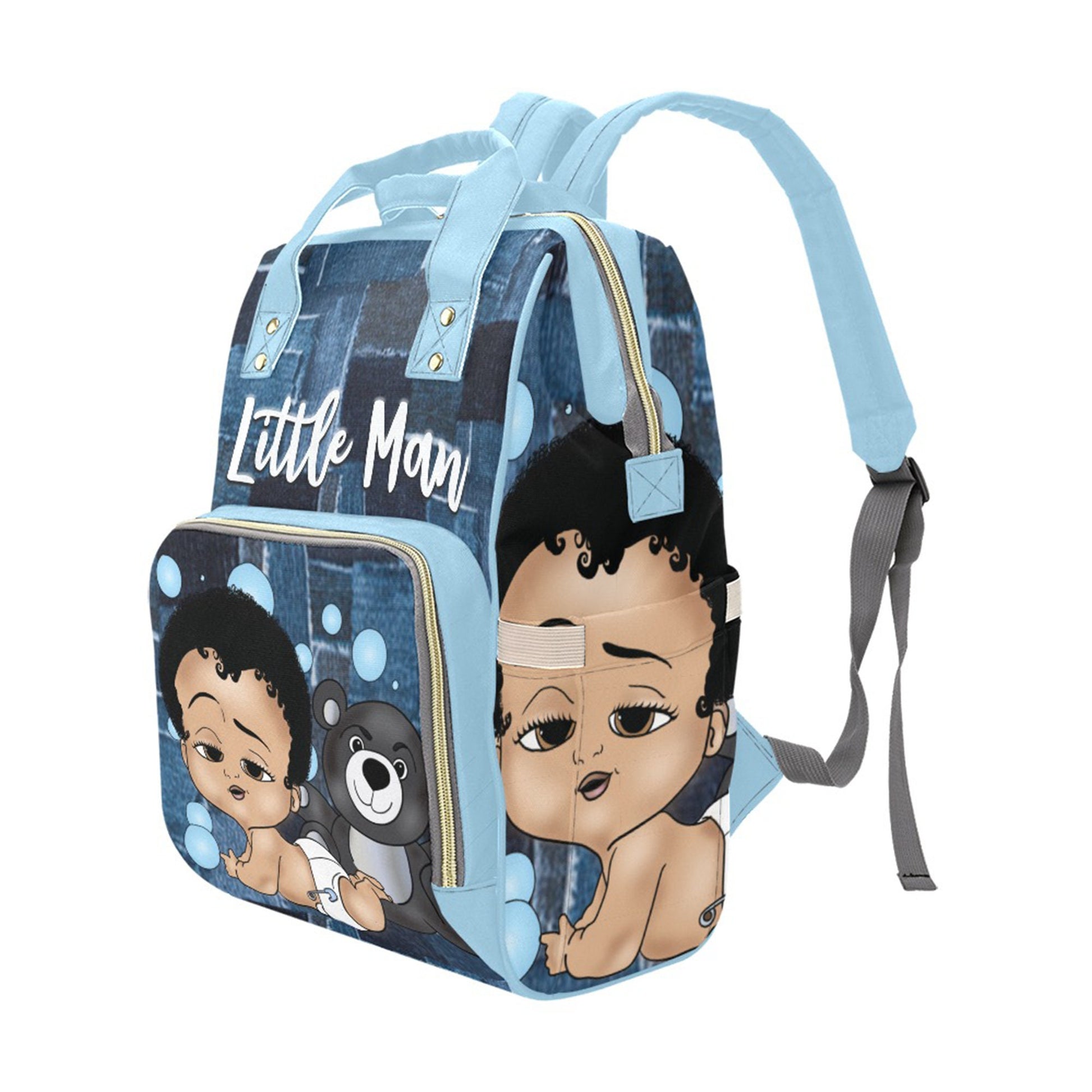 Afro Personalized Baby Bag/ Diaper Bag/ African American Baby Boy Backpack/ Clothing Bottles Bag/ Baby Shower Gift