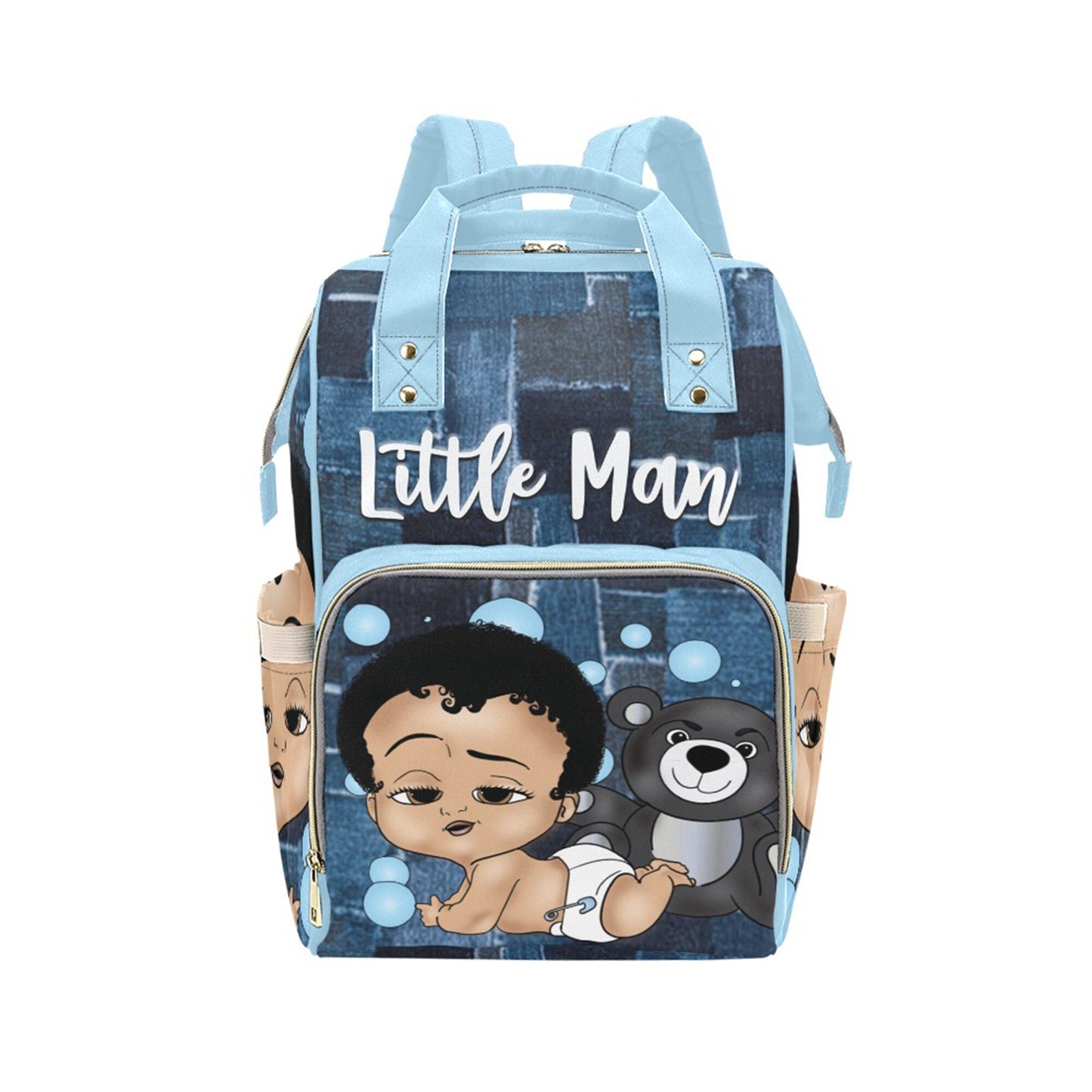 Afro Personalized Baby Bag/ Diaper Bag/ African American Baby Boy Backpack/ Clothing Bottles Bag/ Baby Shower Gift
