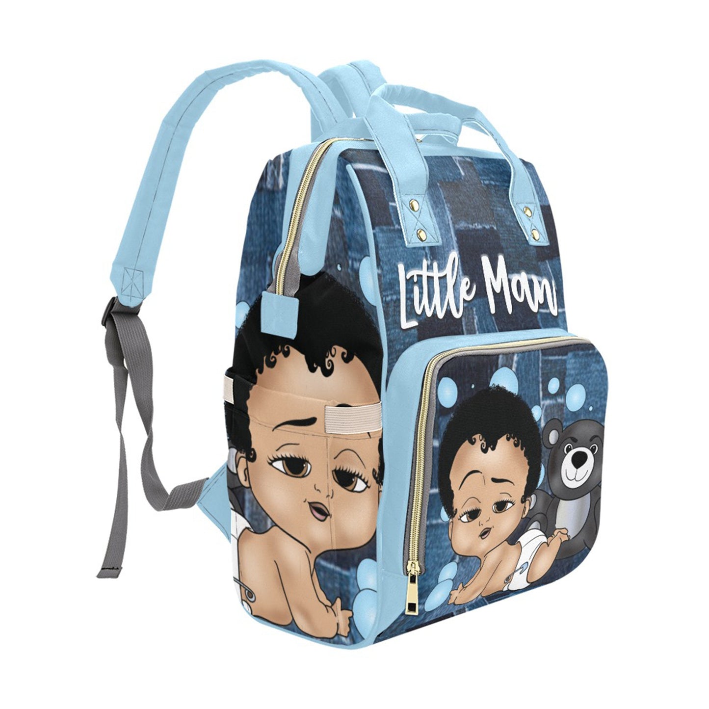 Afro Personalized Baby Bag/ Diaper Bag/ African American Baby Boy Backpack/ Clothing Bottles Bag/ Baby Shower Gift