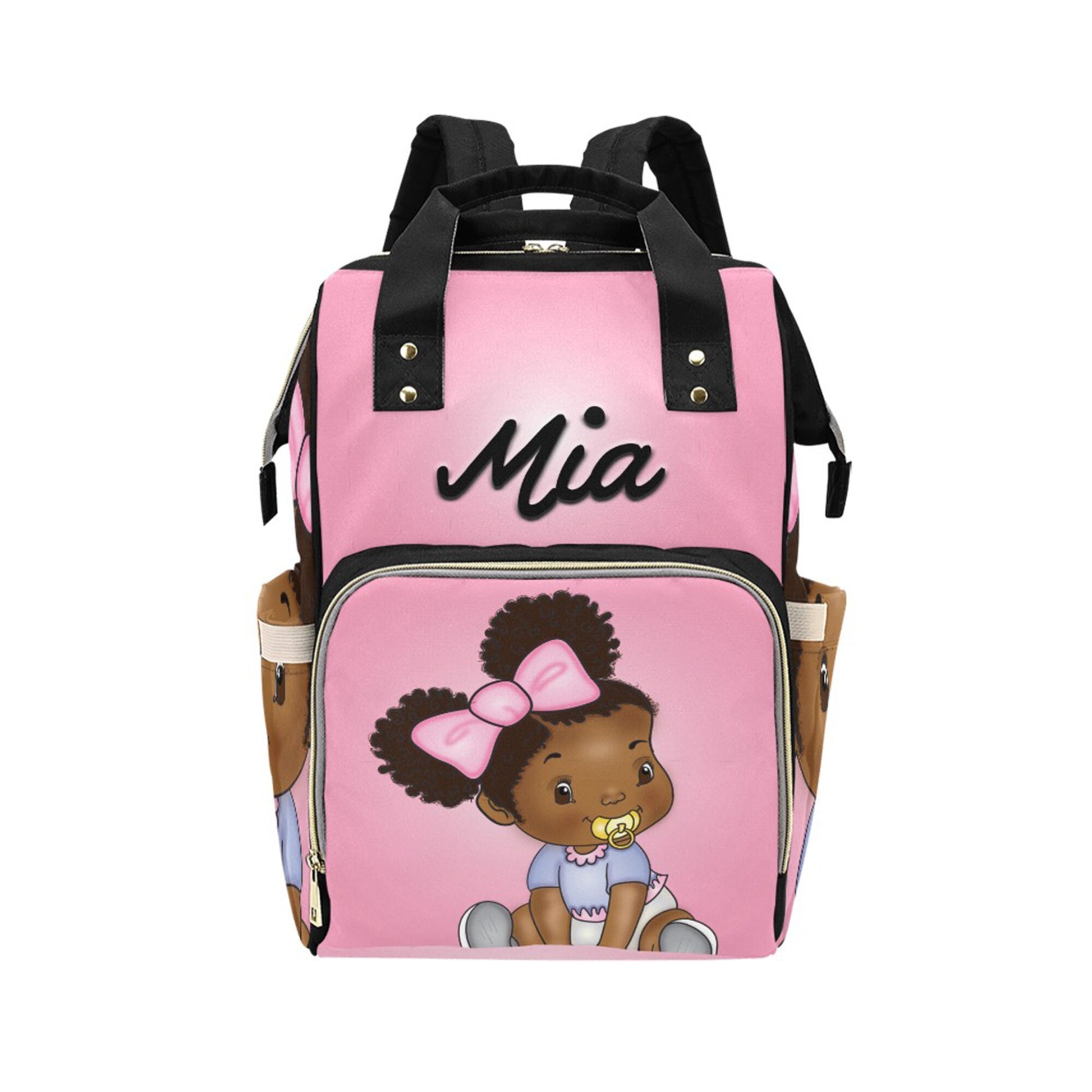 Afro Personalized Baby Bag/ Diaper Bag/ African American Baby Girl Backpack/ Clothing Bottles Bag/ Baby Shower Gift