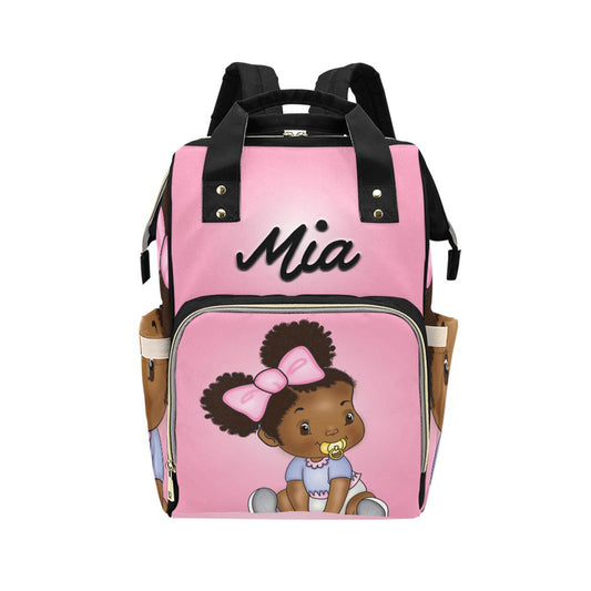 Afro Personalized Baby Bag/ Diaper Bag/ African American Baby Girl Backpack/ Clothing Bottles Bag/ Baby Shower Gift
