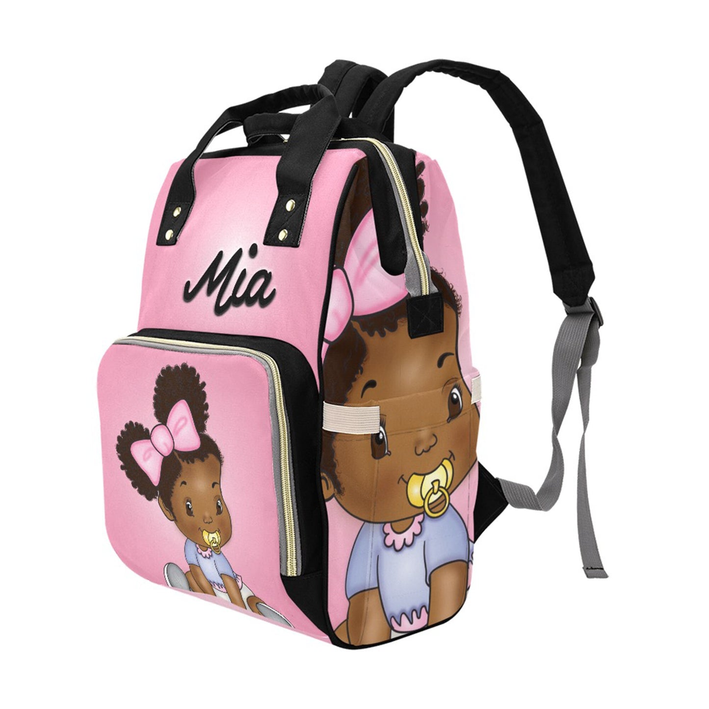 Afro Personalized Baby Bag/ Diaper Bag/ African American Baby Girl Backpack/ Clothing Bottles Bag/ Baby Shower Gift