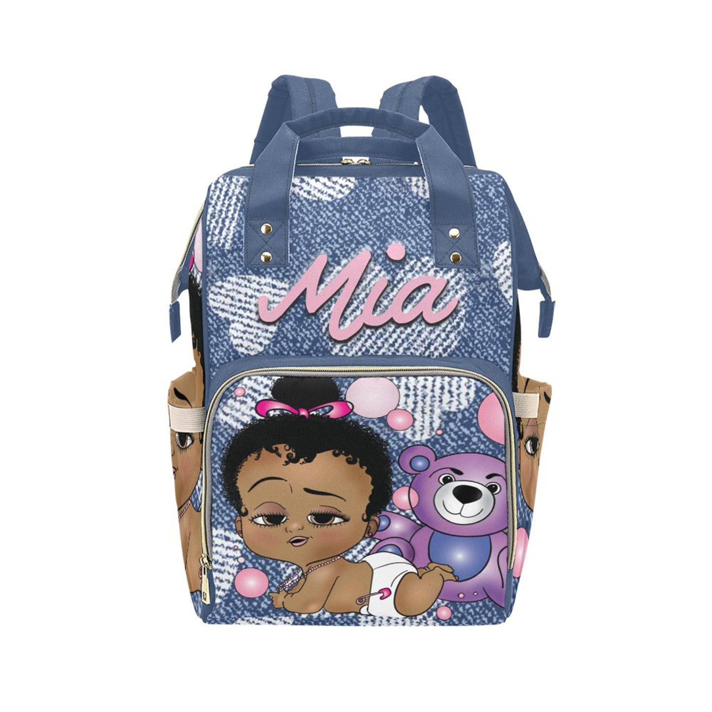 Personalized Baby Bag/ Diaper Bag/ African American Baby Girl Backpack/ Clothing Bottles Bag/ Baby Shower Gift