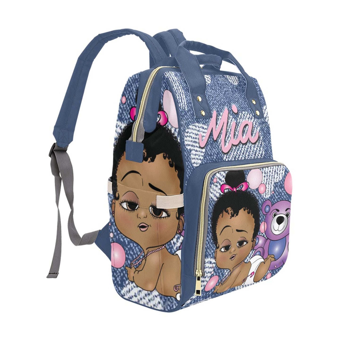 Personalized Baby Bag/ Diaper Bag/ African American Baby Girl Backpack/ Clothing Bottles Bag/ Baby Shower Gift