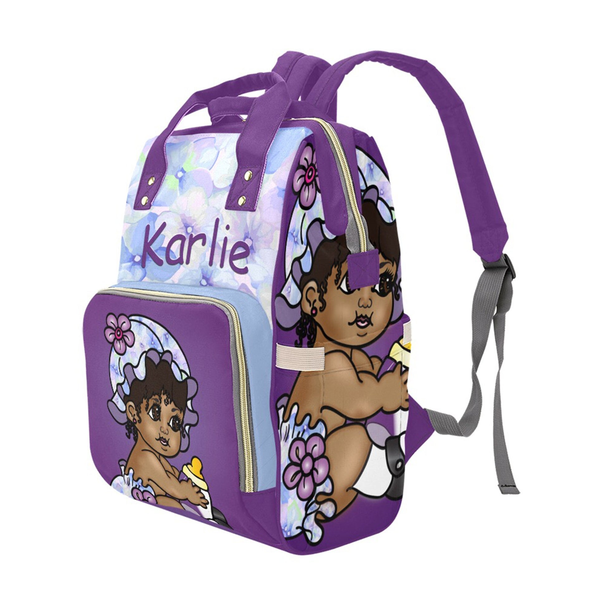 Personalized Baby Bag/ Diaper Bag/ African American Baby Girl Backpack/ Clothing Bottles Bag/ Baby Shower Gift