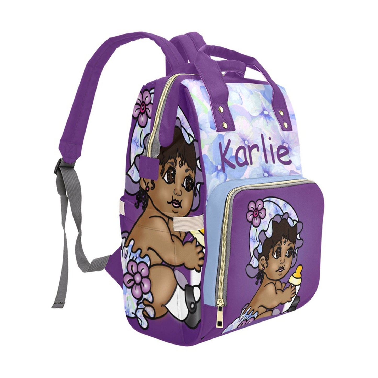 Personalized Baby Bag/ Diaper Bag/ African American Baby Girl Backpack/ Clothing Bottles Bag/ Baby Shower Gift