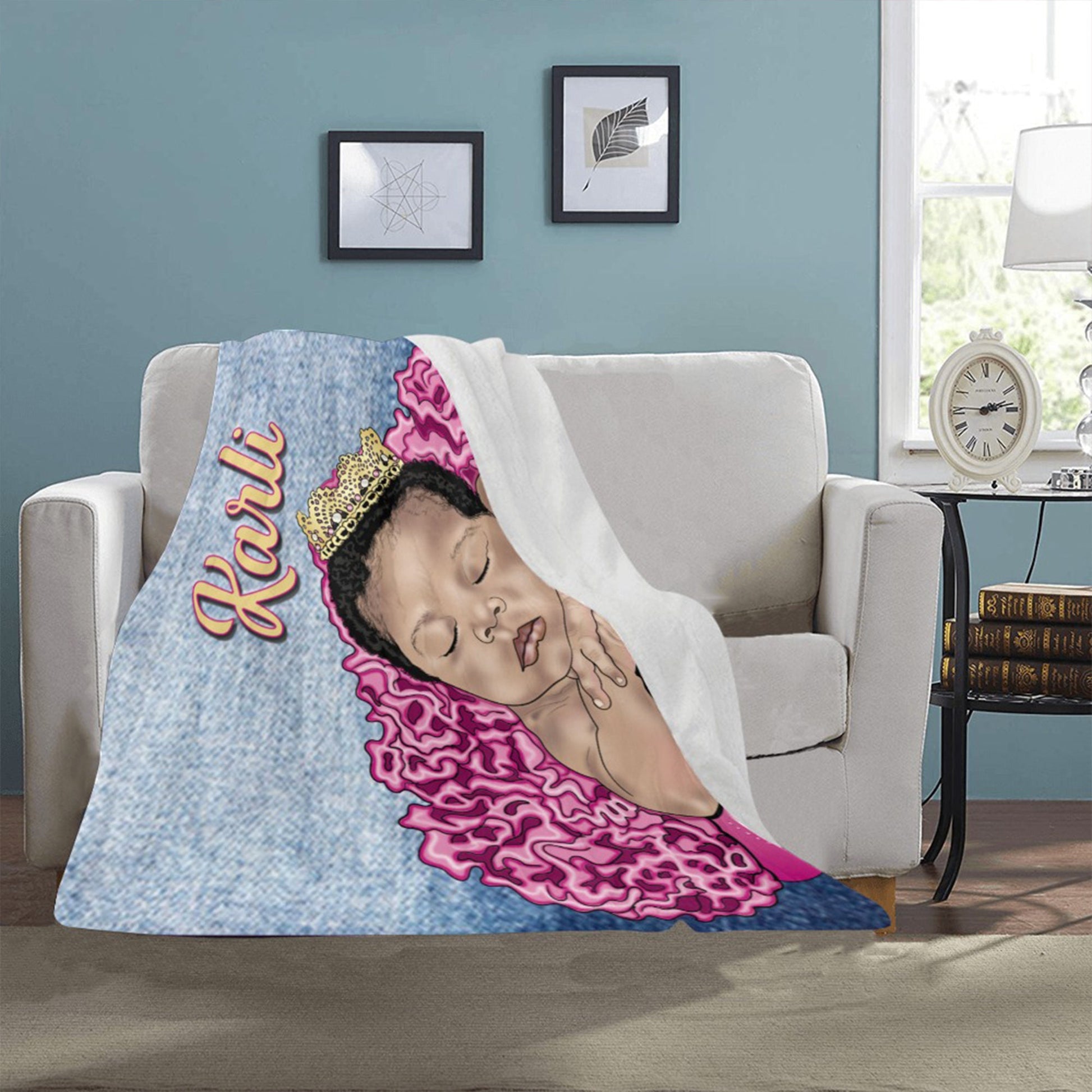 Personalized Baby Girl Blanket/Little Princess/ Custom Name Blanket/ Newborn Baby Girl/ Baby Shower Gift/ African American Baby Girl