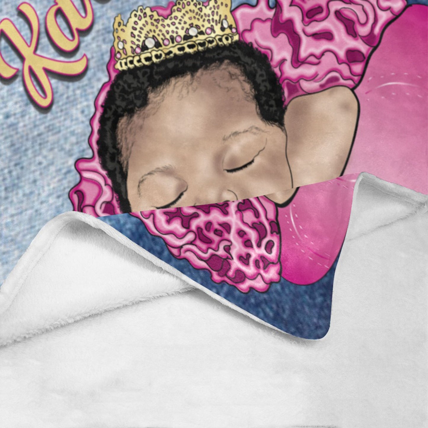 Personalized Baby Girl Blanket/Little Princess/ Custom Name Blanket/ Newborn Baby Girl/ Baby Shower Gift/ African American Baby Girl