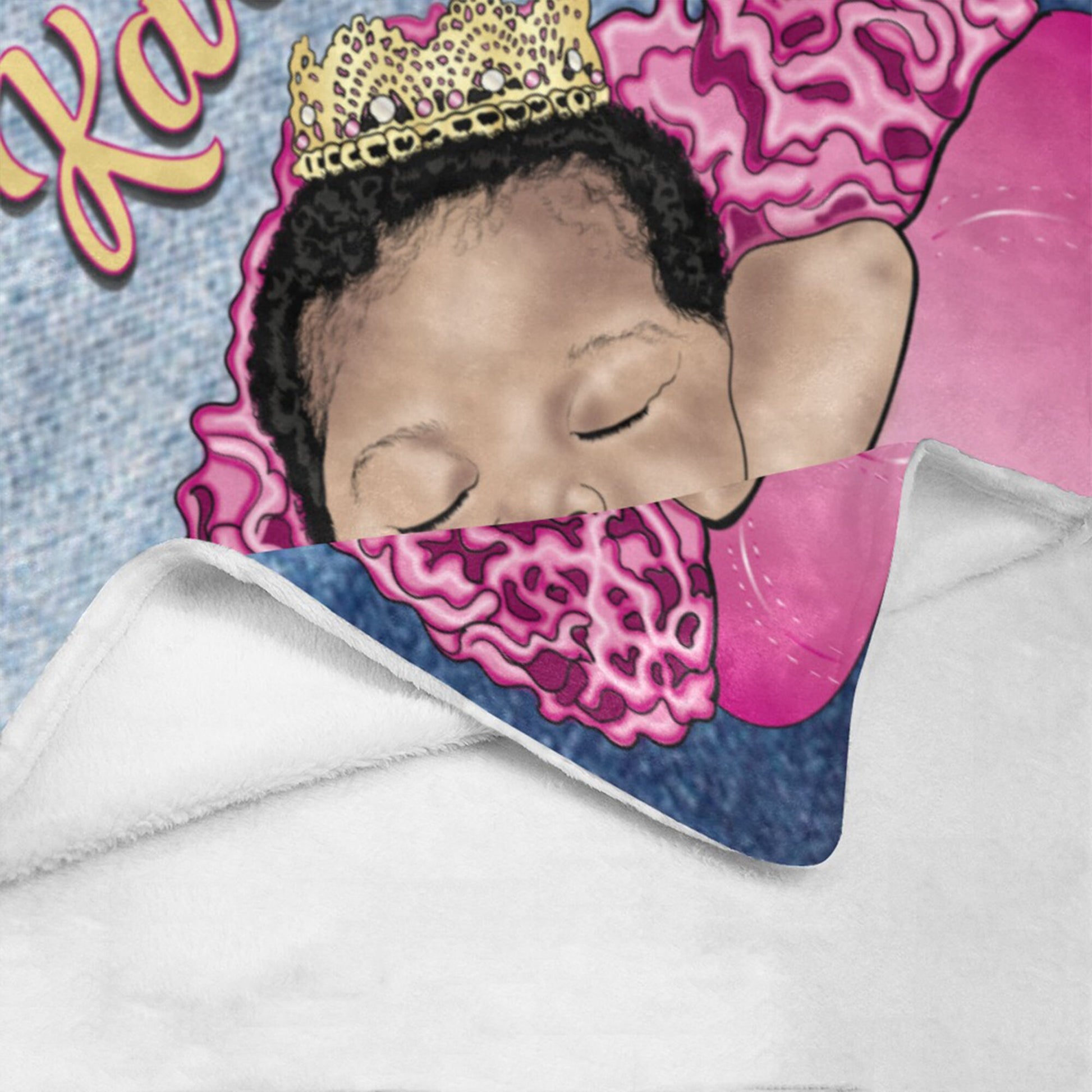 Personalized Baby Girl Blanket/Little Princess/ Custom Name Blanket/ Newborn Baby Girl/ Baby Shower Gift/ African American Baby Girl