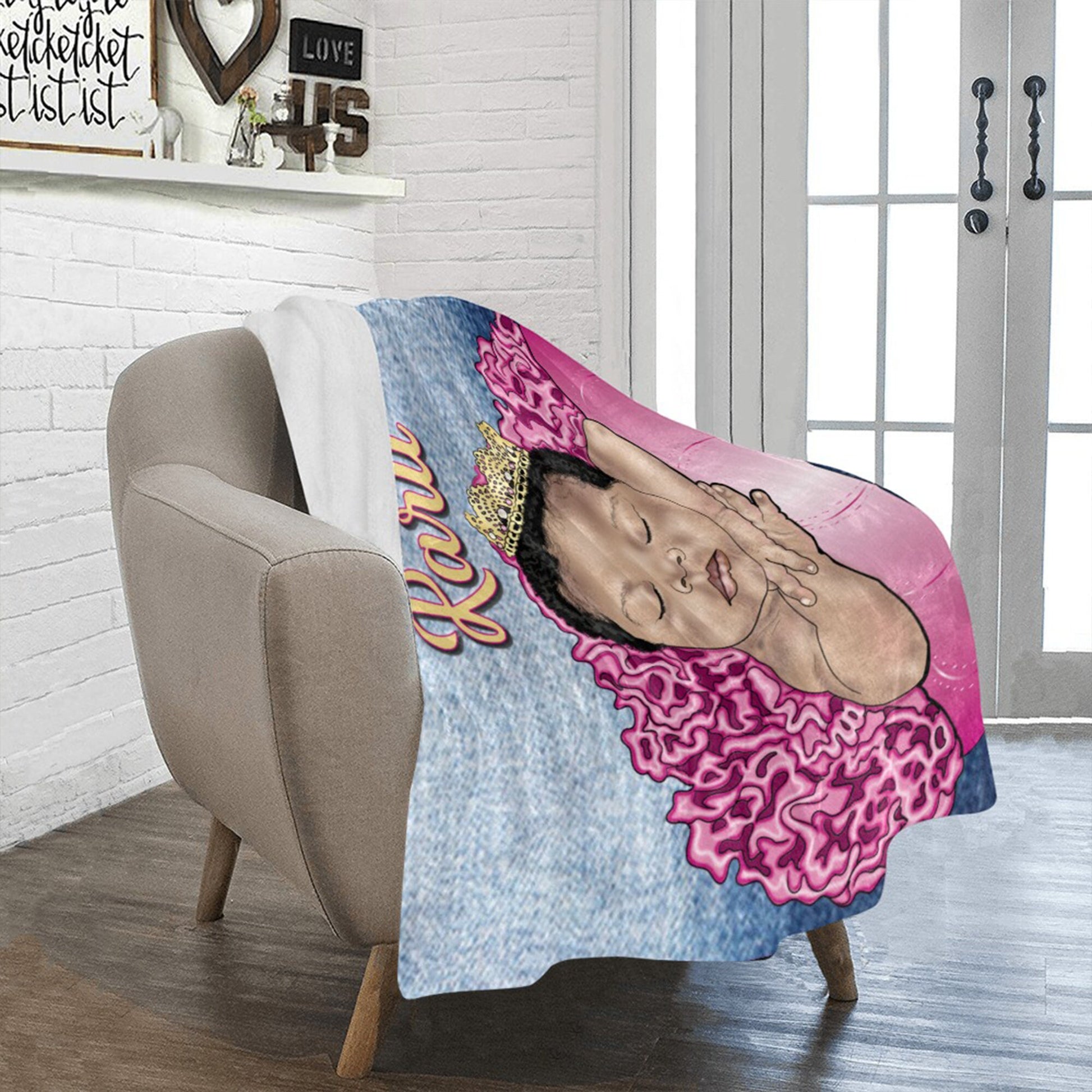 Personalized Baby Girl Blanket/Little Princess/ Custom Name Blanket/ Newborn Baby Girl/ Baby Shower Gift/ African American Baby Girl