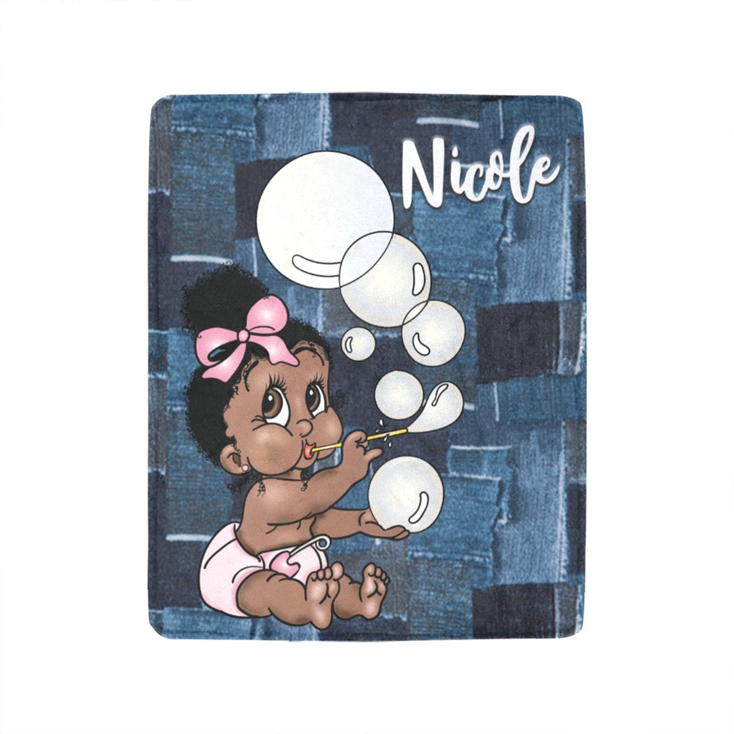 Personalized Baby Girl Blanket/ fleece Blanket/ Custom Name Blanket/ Newborn Baby Girl/ Baby Shower Gift/ African American Baby Girl