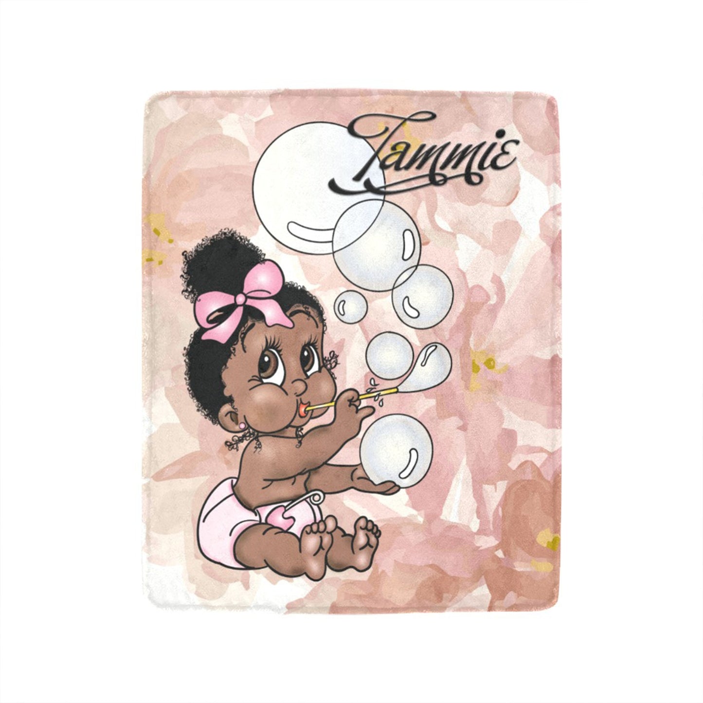 Personalized Baby Girl Blanket/ fleece Blanket/ Custom Name Blanket/ Newborn Baby Girl/ Baby Shower Gift/ African American Baby Girl