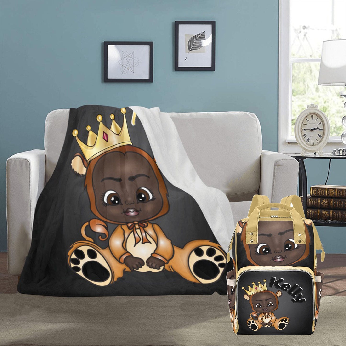 Personalized Baby Unisex Blanket/ King/ Princess Custom Name Blanket/ Newborn Baby Girl/ Baby Shower Gift/ African American Baby Boy