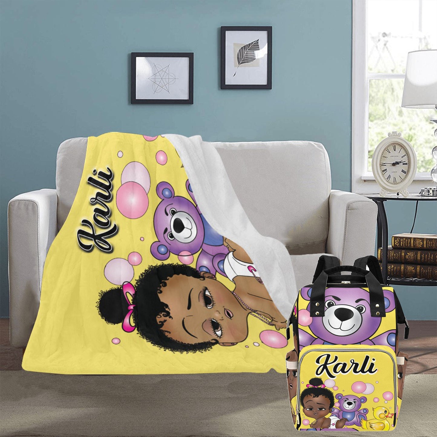 Personalized Baby Girl Blanket/ fleece Blanket/ Custom Name Blanket/ Newborn Baby Girl/ Baby Shower Gift/ African American Baby Girl