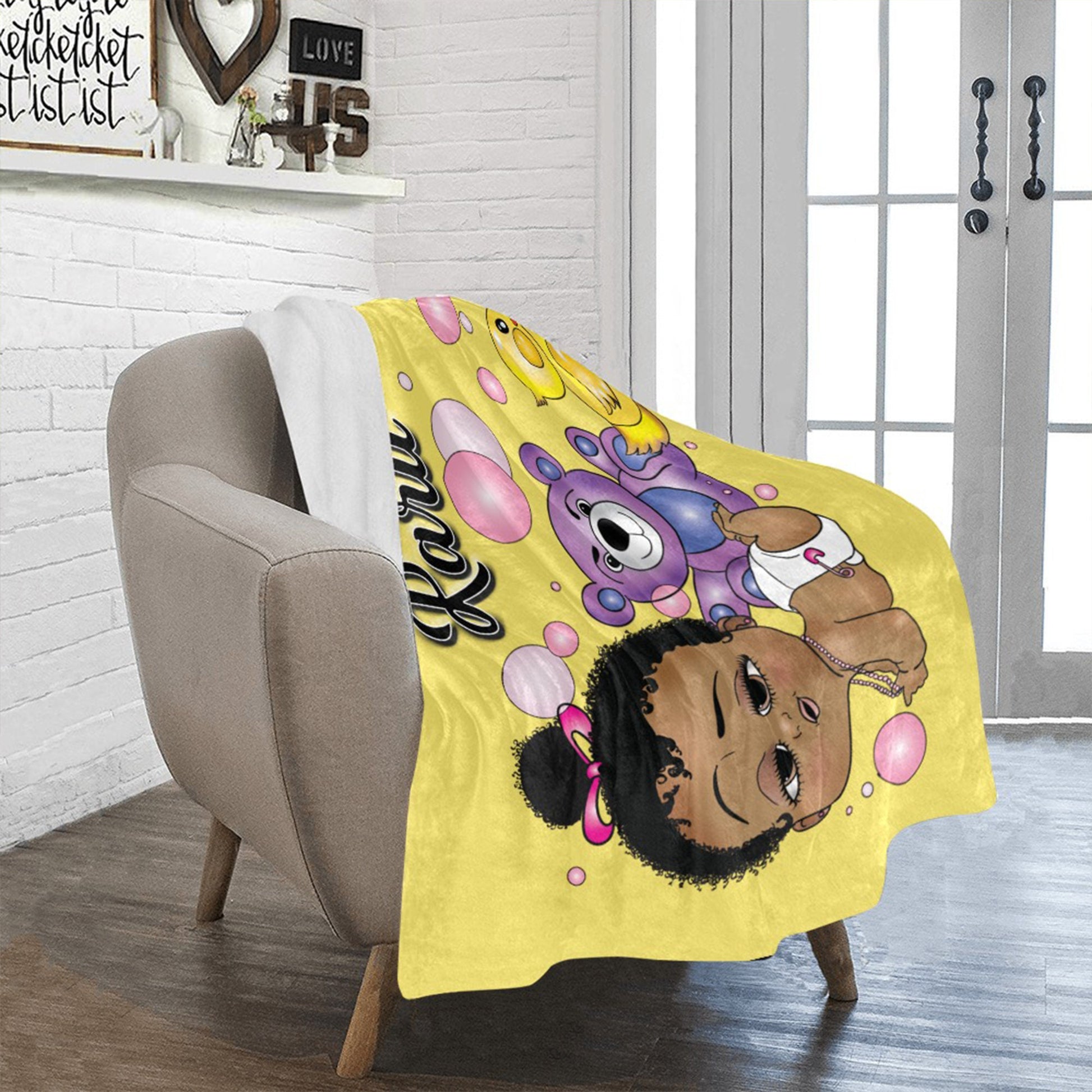 Personalized Baby Girl Blanket/ fleece Blanket/ Custom Name Blanket/ Newborn Baby Girl/ Baby Shower Gift/ African American Baby Girl