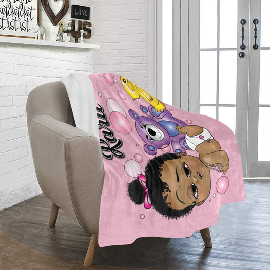 Personalized Baby Girl Blanket/ fleece Blanket/ Custom Name Blanket/ Newborn Baby Girl/ Baby Shower Gift/ African American Baby Girl